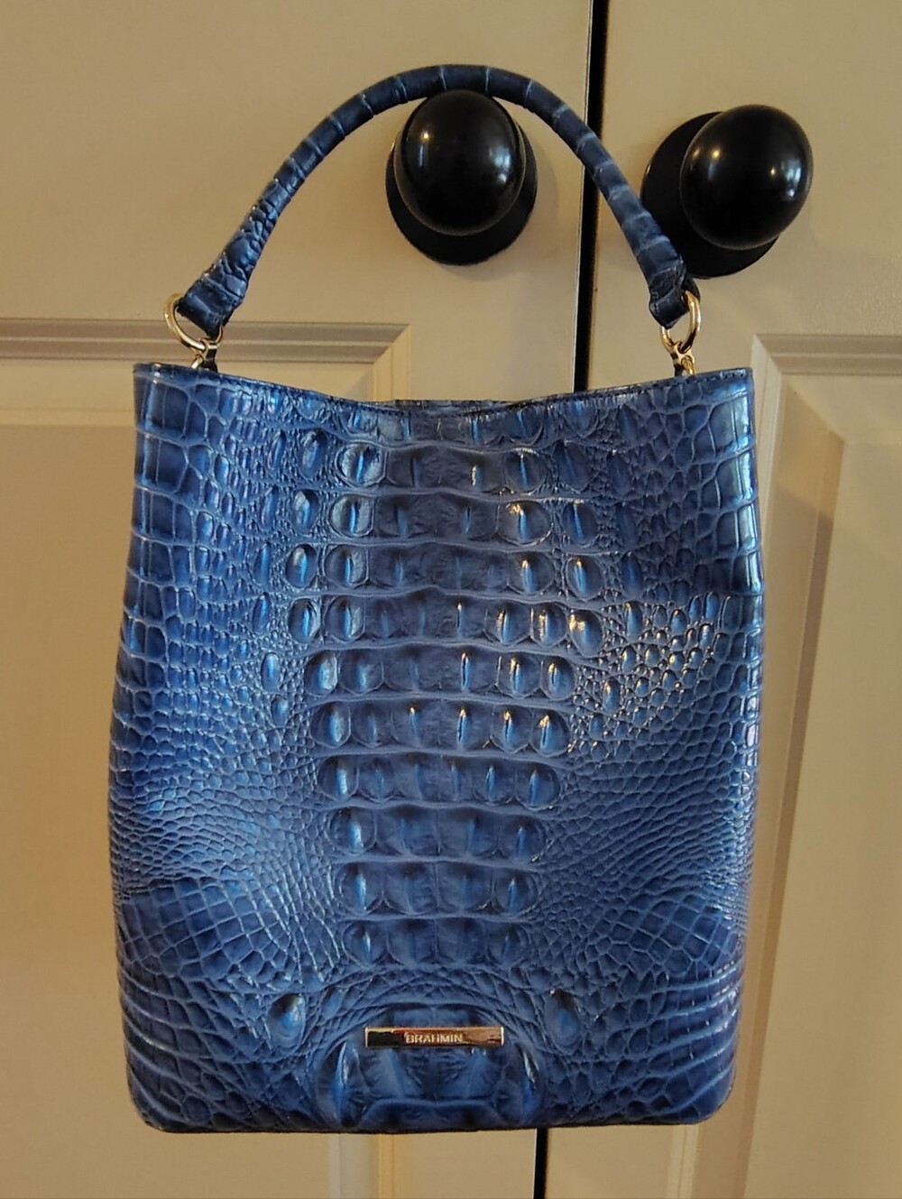 Brahmin Bluebonnet Amelia Leather Croc-Embossed Shoulder Bag - Picture 2 of 3
